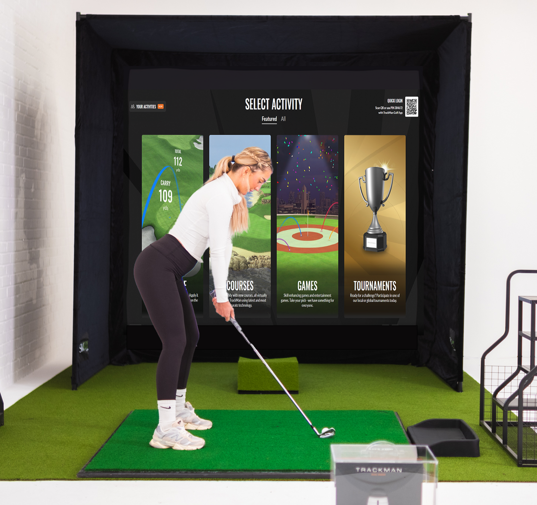 SimBox Golf Simulator Enclosure - 7 sizes, Pro + Impact Screen and Frame INCLUDES FREE SIDE BARRIERS